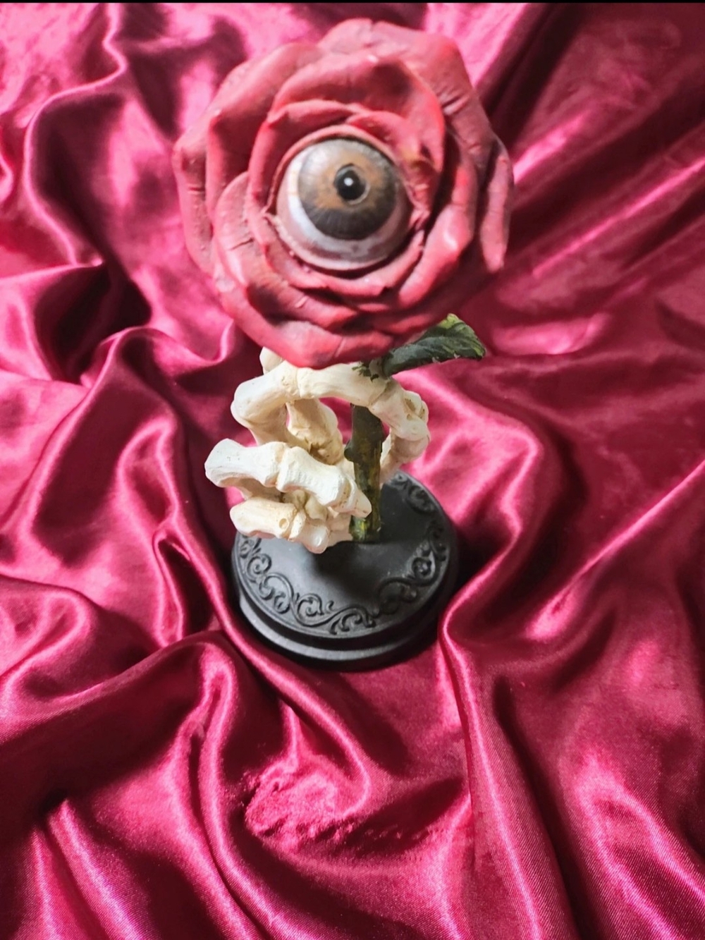 Decorative Red Rose Sculpture with Eyeball Accent - Home Accents